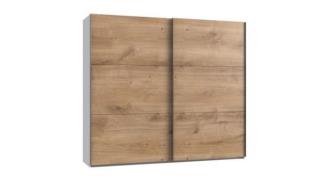 Kleiderschrank mit Schiebetüren 200 cm breit Holzoptik Braun / Weiß LE...