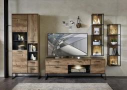 Wohnwand 4-tlg 320cm MANHATTAN von Wohn-Concept Haveleiche Cognac / Me...