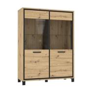 Highboardvitrine 2-trg TRONDHEIM von Forte Artisan Eiche / Schwarz Eic...