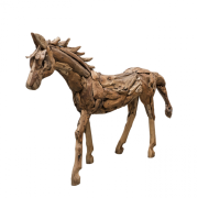 Dekofigur 60 cm hoch HORSE recyceltes Teakholz Braun