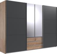 Kleiderschrank 300 cm breit mit Spiegel und Schubladen MAGIC Braun