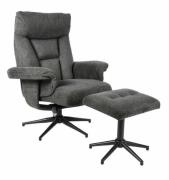 Relax-Sessel 360° drehbar mit Hocker OLVERA von Duo Collection Anthraz...