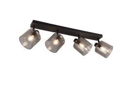 Spot 4xE14 Metall Schwarz Matt / Glas Smoke