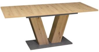 Säulentisch ausziehbar V-Gestell ca. 140-180 cm Asteiche / Graphit