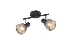 Spot 2x E14 Metall Matt Chrom bedampft 1 Stück Metall / Glas Schwarz