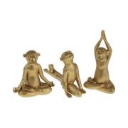 Yoga-Affen 3er Set 11-15 cm Gold von Werner Voss