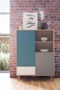 Highboard CUBA 53 von Finori Sonoma Eiche / Tricolor
