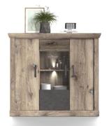 PORTUM 081 Highboard/Front:Dekor Lamellen Flagstaff Eiche-Anthrazit/Ko...