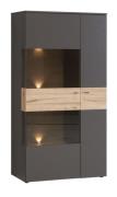 Highboardvitrine L inkl Beleuchtung Como von Forte Wolfram Grau / Plan...