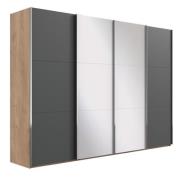 Kleiderschrank groß 350 cm mit Schwebetüren und Spiegel LEVEL36 A Grau