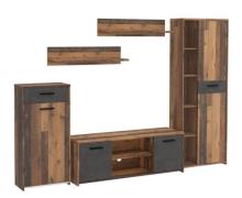 Wohnwandkombination 5-tlg. PABLO von Forte Old Wood Vintage / Beton Du...