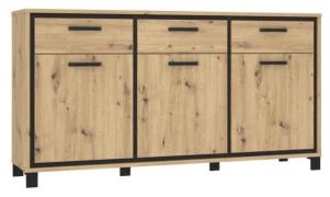 Sideboard 3-trg TRONDHEIM von Forte Artisan Eiche / Schwarz Eiche