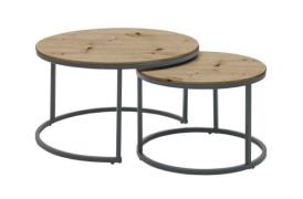 Couchtisch 2er Set ca.80x42+60x38 cm Artisan / Metall schwarz
