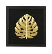 Bild Metall Blatt ca. 32 x 32 cm Eisen / MDF Goldenfarbig Schwarz