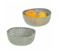 Deko-Schale 1 Stück ca. 25 cm x 10 cm RUND MAKRAMEE Eisen / Baumwolle