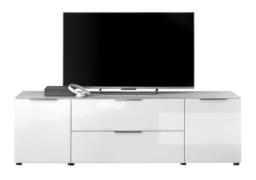 Lowboard-6  2trg. ca. 180x54x40 cm Weißglass