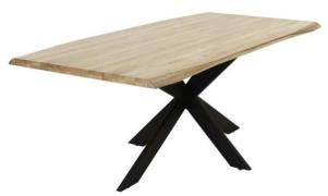 Esstisch ca. 200x100 cm Wellenkante Eiche geölt / Metallgestell Spyder