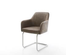 Freischwinger Greg-Flex Mikrofaser Taupe Vintage Freischwinger rund Ed...