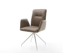 Esszimmerstuhl Vinja-Flex Mikrofaser Taupe Vintage Kreuzgestell konisc...