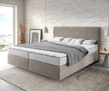 Boxspringbett Dream-Well 180x200 cm Mikrofaser Beige mit Matratze und ...