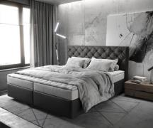 Boxspringbett Dream-Great 180x200 cm Lederimitat Anthrazit mit Matratz...