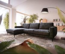 Ecksofa Sottil 290 x 165cm Chenille Anthrazit Recamiere links