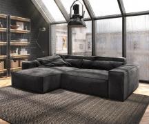 Ecksofa Sirpio XL 270x170 cm Mikrofaser Schwarz Recamiere variabel