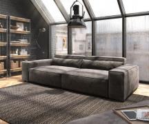Big-Sofa Sirpio XL 270x130 cm Mikrofaser Khakibraun mit Hocker