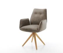 Esszimmerstuhl Zoa-Flex Mikrofaser Taupe Vintage Holzgestell kantig Na...
