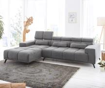 Ecksofa Ordino 285x200 Mikrofaser Grau Ottomane links elektrische Sitz...