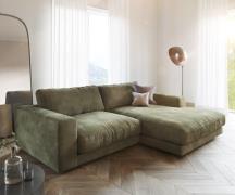 Ecksofa Cubico 250x190 Samt Olive Recamiere rechts