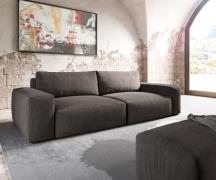 Big-Sofa Lanzo XL 270x130 cm Mikrofaser Khakibraun mit Hocker