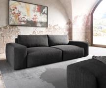 Big-Sofa Lanzo XL 270x130 cm Mikrofaser Schwarz mit Hocker