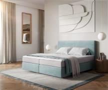 Boxspringbett Dream-Well 180x200 cm Cord Pastellblau mit Taschenfederk...