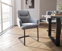 Freischwinger Zelia-Flex mit Armlehnen Samt Grau Freischwinger rund Sc...
