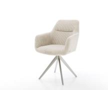 Esszimmerstuhl Pejo-Flex Cord Beige Kreuzgestell kantig Edelstahl Tasc...