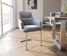 Freischwinger Zelia-Flex mit Armlehnen Samt Grau Freischwinger rund Ed...