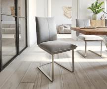 Freischwinger Lelio-Flex Samt Grau Freischwinger flach Edelstahl Tasch...