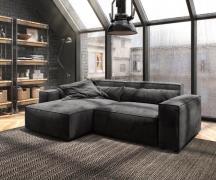 Ecksofa Sirpio L 260x160 cm Mikrofaser Schwarz Recamiere variabel