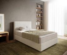 Boxspringbett Dream-Well 120x200 cm Bouclé Creme-Weiß mit Taschenfeder...