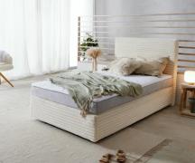 Boxspringbett Dream-Well Plüsch-Cord Beige 120x200 cm Bonell-Matratze ...