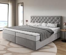 Boxspringbett Dream-Great Mikrofaser Grau 200x200 cm Bonell-Matratze P...