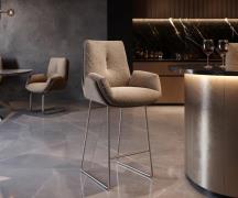 Barstuhl Clea-Flex Materialmix Schlamm Kufengestell Edelstahl Taschenf...