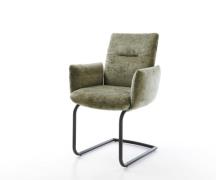 Freischwinger Jova-Flex mit Armlehnen Chenille Olive Freischwinger run...