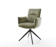 Drehstuhl Jova-Flex mit Armlehnen Chenille Olive Kreuzgestell breit Sc...