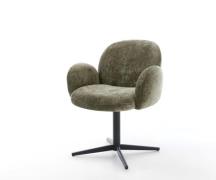 Drehstuhl Nube-Flex mit Armlehnen Chenille Olive Fußkreuz Schwarz 360°...