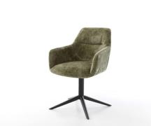 Drehstuhl Pejo-Flex Chenille Olive Fußkreuz Schwarz 360° drehbar Wippf...