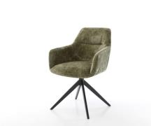 Drehstuhl Pejo-Flex Chenille Olive Kreuzgestell breit Schwarz 360° dre...