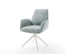Drehstuhl Zoa-Flex Chenille Pastellblau Kreuzgestell breit Weiß 360° d...