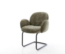 Freischwinger Nube-Flex mit Armlehnen Chenille Olive Freischwinger run...